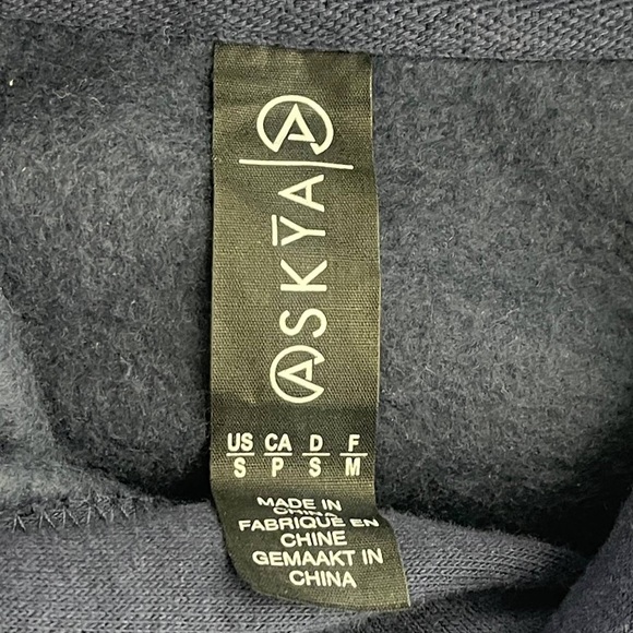 Askya Hoodie Sweatshirt Dress Navy Blue Long Sleeve Sz S Cotton Blend Pockets - Picture 6 of 10